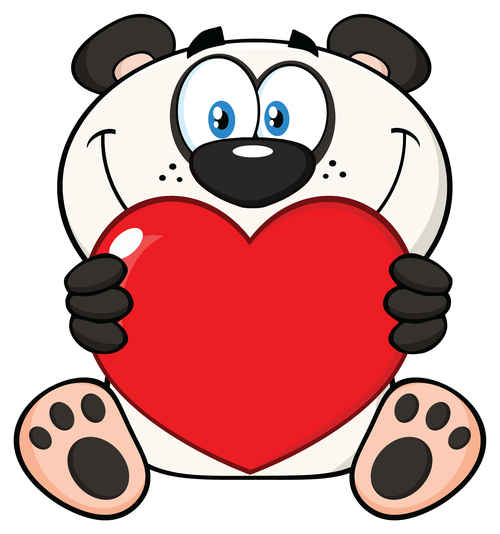 Cartoon mascot holding valentine love heart vector