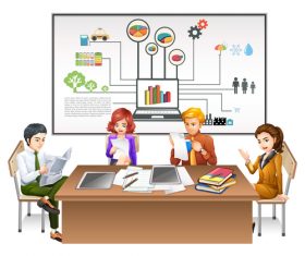 Cartoon office template illustration vector