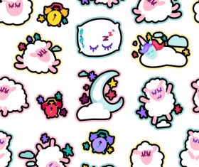 Cartoon sheep seamless patterns vector