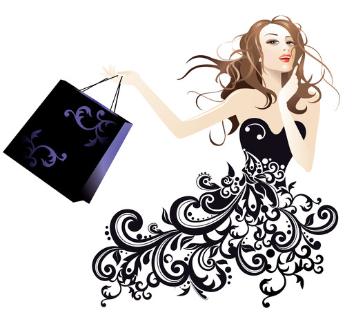 Cartoon silhouette fashion woman shopping vector free download