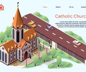 Catholic church cartoon illustration vector
