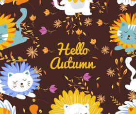 Cats autumn pattern vector