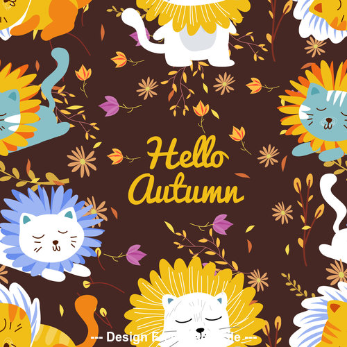 Cats autumn pattern vector