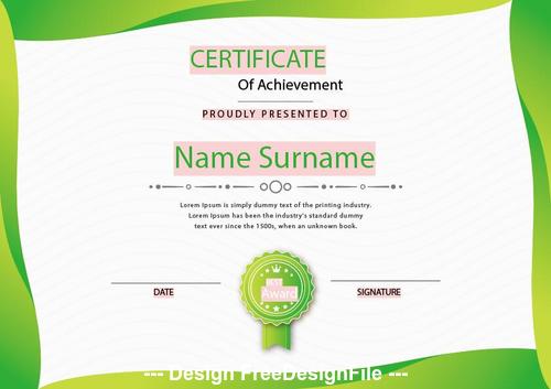 Certificate of achievement templates green vector