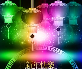 China new year color lanterns vector