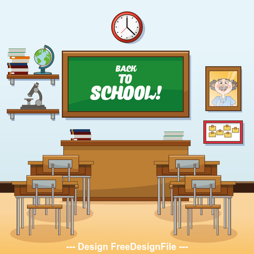 Classroom cartoon illustration vector free download