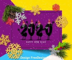 Color 2020 christmas greeting card vector