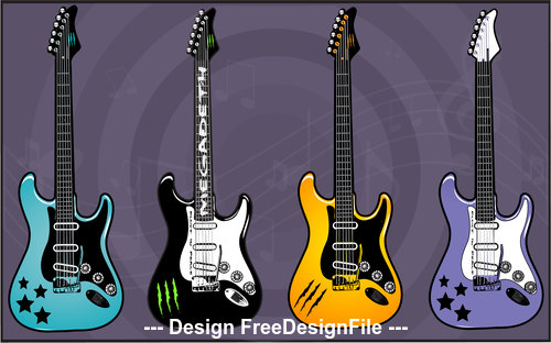 Color guitar electric guitars art vector