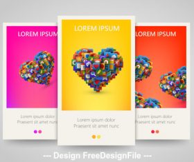 Color heart shape vertical banners vector