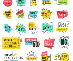 Color modern illustration sale labels vector