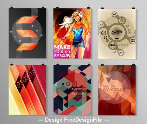 Color poster collection vector
