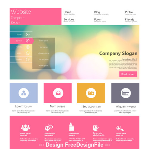 Color website templates design vector
