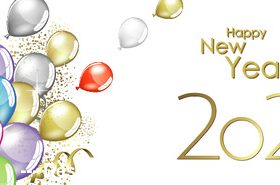 Colorful balloon celebrate 2020 new year banner vector