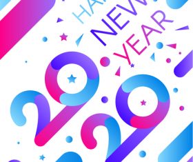 Colorful stripes 2020 happy new year illustration vector