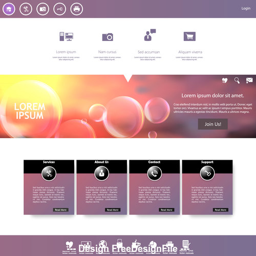 Colorful website cover templates vector