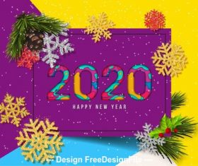 Colour geometric graphics 2020 christmas greeting card vector