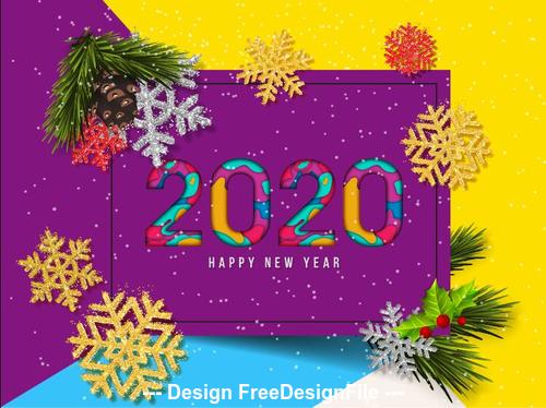 Colour geometric graphics 2020 christmas greeting card vector