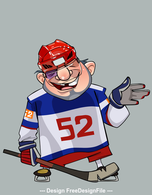 Comic cartoon hockey player vector