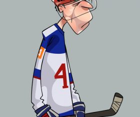 Comic sad hockey player cartoon vector