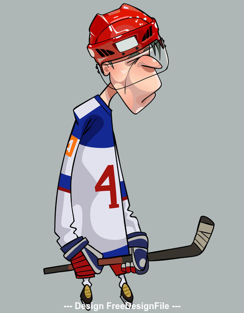 Comic sad hockey player cartoon vector