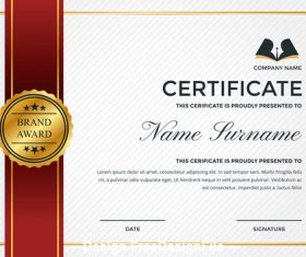 Company golden logo and performance certificate vector