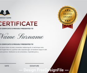 Company performance certificate and golden logo vector
