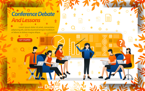 Conference debate and lessons business template vector