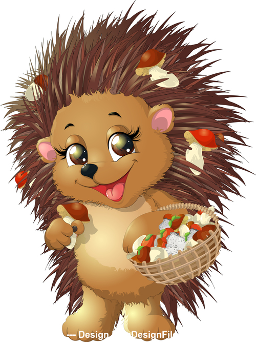 Cute cartoon animal hedgehog vector free download