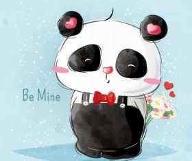 Cute panda watercolor drawings vector illustration