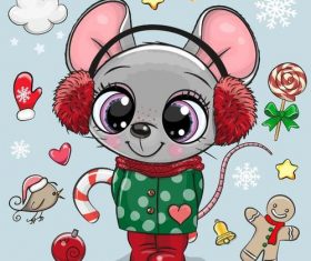 Cute rat cartoon new year background vector