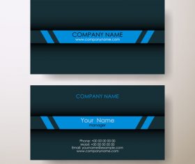 Dark background blue stripes business card design vector