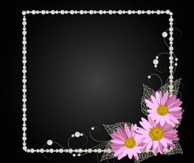 Dark background floral decorative frame vector