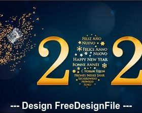 Dark background golden 2020 decorative font New Year greeting card vector