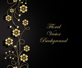 Dark background side decoration flower vector