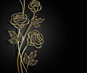 Dark background silhouette golden flower vector