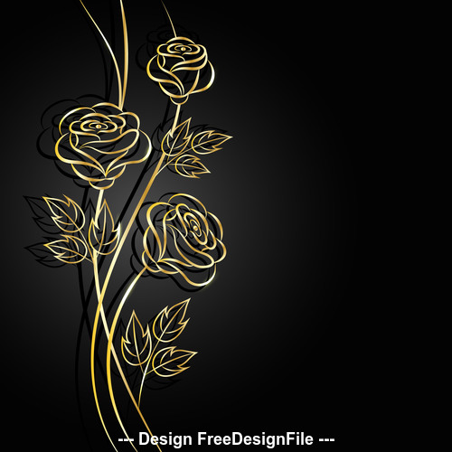 Dark background silhouette golden flower vector