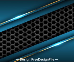 Dark hexagon blue metal background vector
