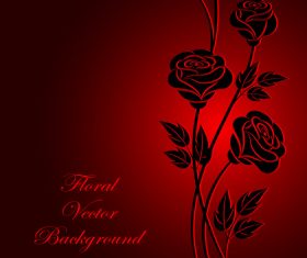 Dark red background silhouette flower vector