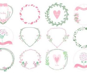 Different shapes frames floral wreath vector