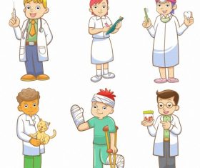 Doctor nurse and patient cartoon vector