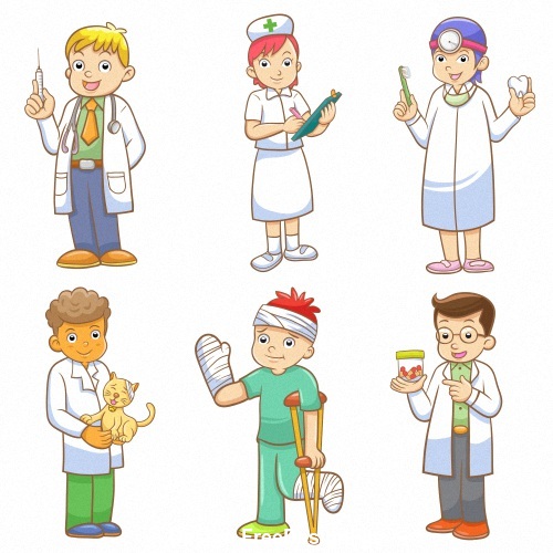 Doctor nurse and patient cartoon vector