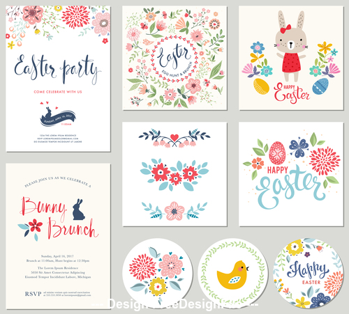 Easter party decorative card vector