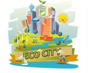 Eco city cartoon illustration vector