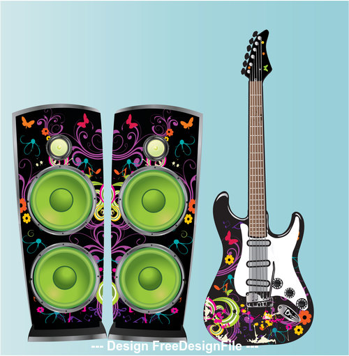 Electric guitars and sound vector