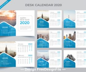 Elegant 2020 new year desk calendar vector
