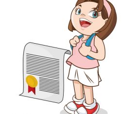 Elementary school and certificate cartoon illustration vector