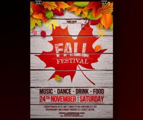 Fall festival party flyer template vector