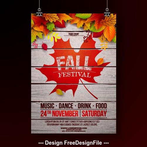Fall festival party flyer template vector