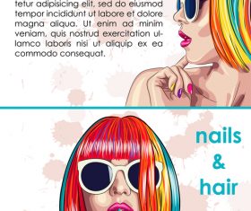 Fashion cartoon beautiful girl card vector