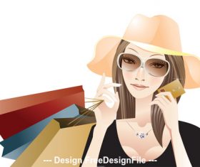 Fashion glamour woman shopping vector